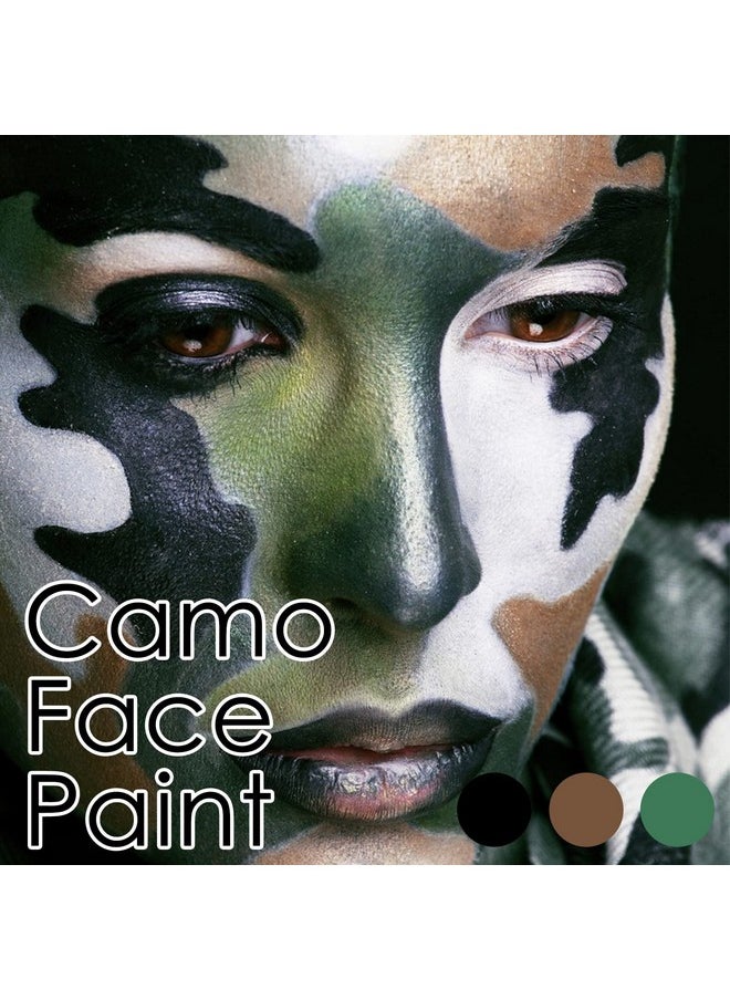 3 Colors Black Brown Green Face Body Paint Stick, Eye Black Baseball Sticks Camo Face Paint For Baseball/Football/Halloween/Cs/Hunting/Sfx Makeup Cream Face& Body Paint Easy To Blend-