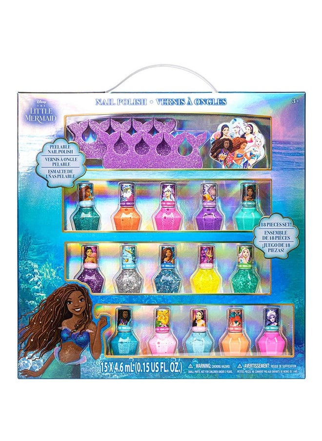 Disney The Little Mermaid Ariel Kids Washable Nail Polish Set, Pretend Play Makeup Beauty Set Birthday Toys Gift For 3 4 5 6 7 8 9 10 11 12 Years Old Kid