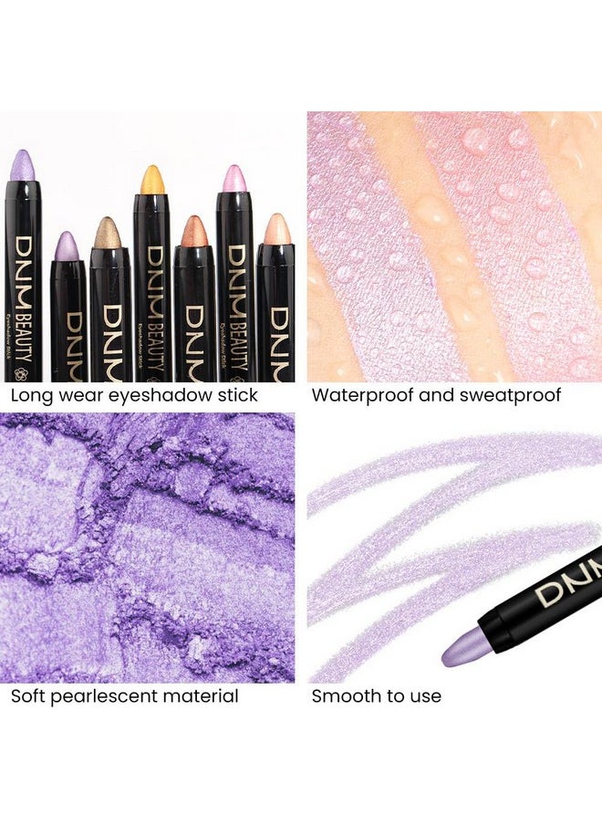 Eyeshadow Pencil Cream Stick 4Pcs Set, Eye Eyeshadow Waterproof Pearl Pink Purple Mocha Beige Shimmer Metallic Eyeshadow Crayon Stick (Set04)