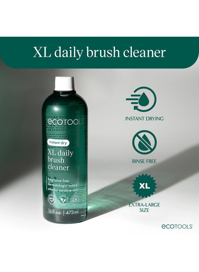 Xl Daily Brush Cleaner, Makeup Brush Spray Refill, Quick Dry Cleaning Solution For Beauty Tools, Fragrance Free, Extra Large Size, Cruelty-Free & Vegan, 16 Fl Oz./473 Ml. Bottle