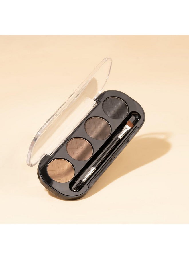 Eyebrow Definer (4 Colors) | Comes With An Angled Brush & Spoolie For Sculpted & Shaping Eyebrows | With 4 Natural Pressed Powder Shades To Redefine Eyebrows | Suitable For All Skin Types