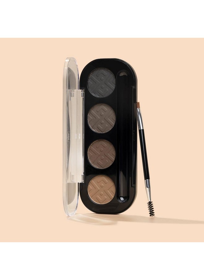 Eyebrow Definer (4 Colors) | Comes With An Angled Brush & Spoolie For Sculpted & Shaping Eyebrows | With 4 Natural Pressed Powder Shades To Redefine Eyebrows | Suitable For All Skin Types
