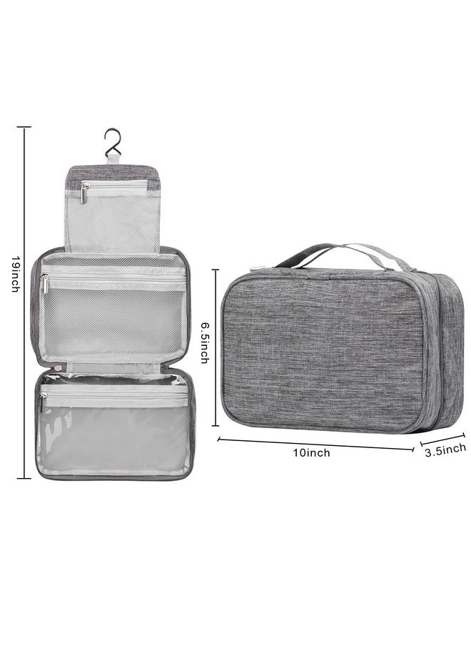 Toiletry Bag For Women Men, Waterproof Hanging Toiletry Bags For Traveling, Portable Foldable Travel Wash Bag With Hanging Hook, Shaving Bag For Bathroom Shower- Gray