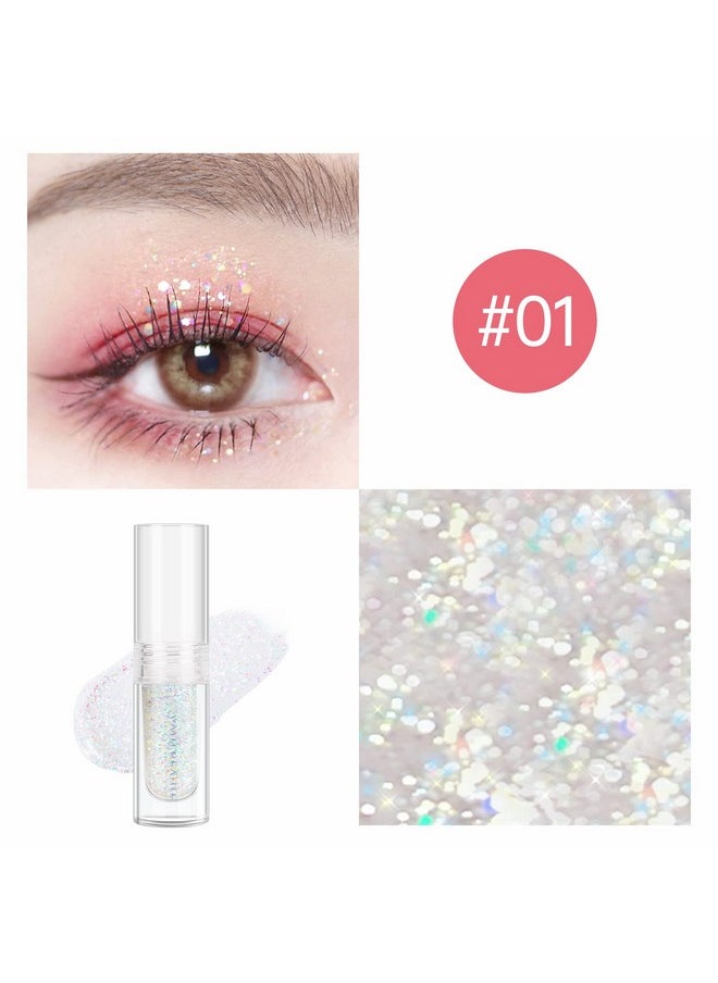 Liquid Glitter Eyeshadow, Pigmented, Long Lasting, Quick Drying, Easy To Apply, Loose Glitter Glue For Eye Crystals Makeup (Transparent Flashing Colorful Sequins 01)