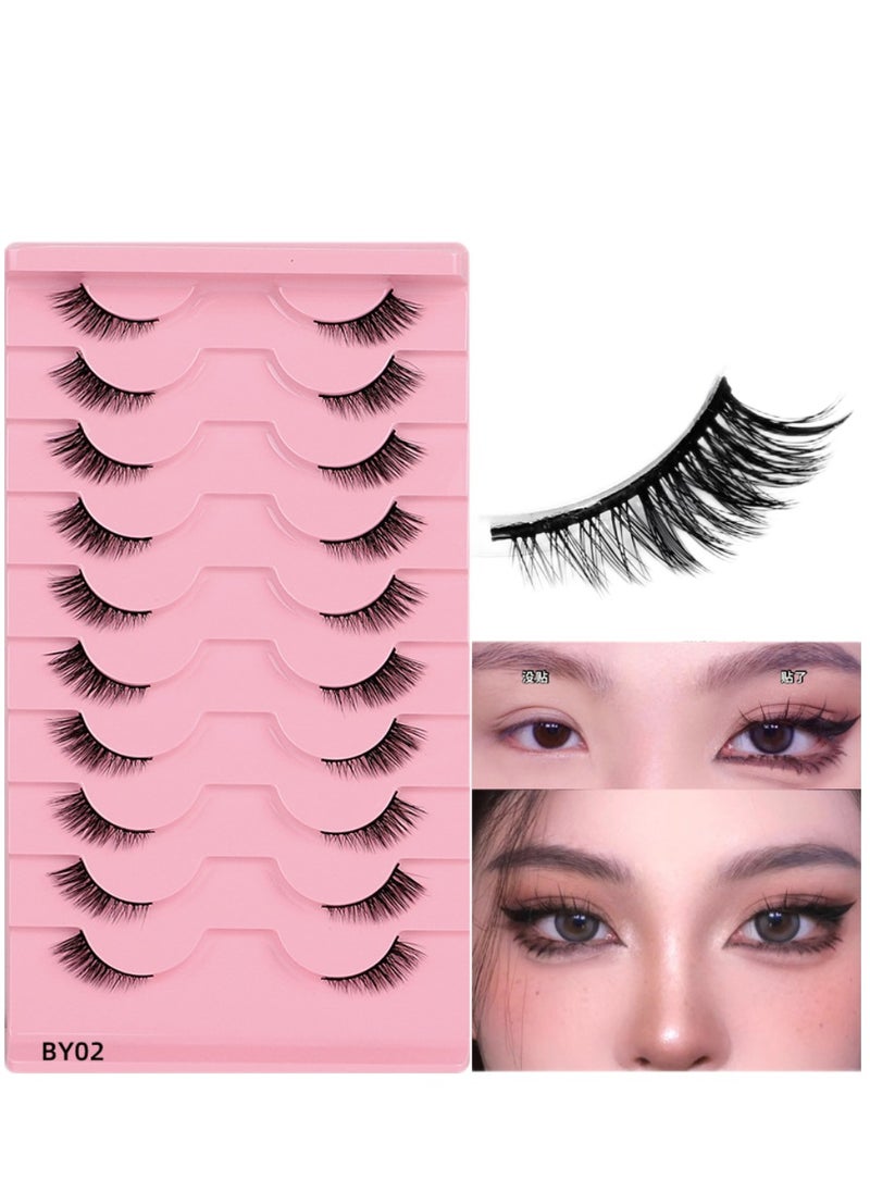 Half-eye Series 10-pairs nutrual false eyelashes for dating and daily makeup BY-02