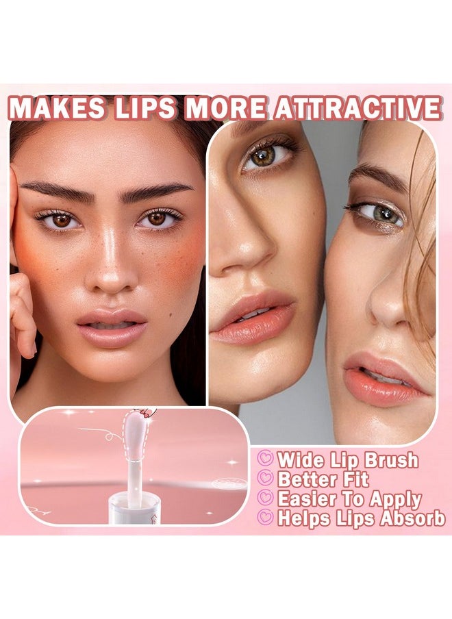 2 Pcs Hydrating Clear Lip Oil Jelly Honey Lip Gloss Korean Big Brush Lip Oil Gloss Long-Lasting Nourishing Lip Oils Plumping Lip Gloss Fresh Texture Clear Lip Gloss Lip Makeup