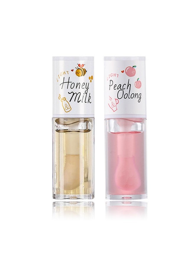 2 Pcs Hydrating Clear Lip Oil Jelly Honey Lip Gloss Korean Big Brush Lip Oil Gloss Long-Lasting Nourishing Lip Oils Plumping Lip Gloss Fresh Texture Clear Lip Gloss Lip Makeup