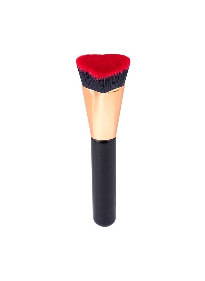 Foundation Brushes Makeup Brushes For Complete Coverage And A Flawless Finish, Blush Brush And Bronzer Powder Brush, Heart Shape,Black+Red