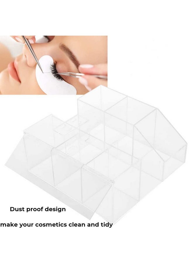 Acrylic Large Capacity Makeup Organizer, Grafting Beauty Extension Supplies Lash Storage Display, Eyelash Storage Case Brush Tweezers Cosmetic Holder (Transparent)