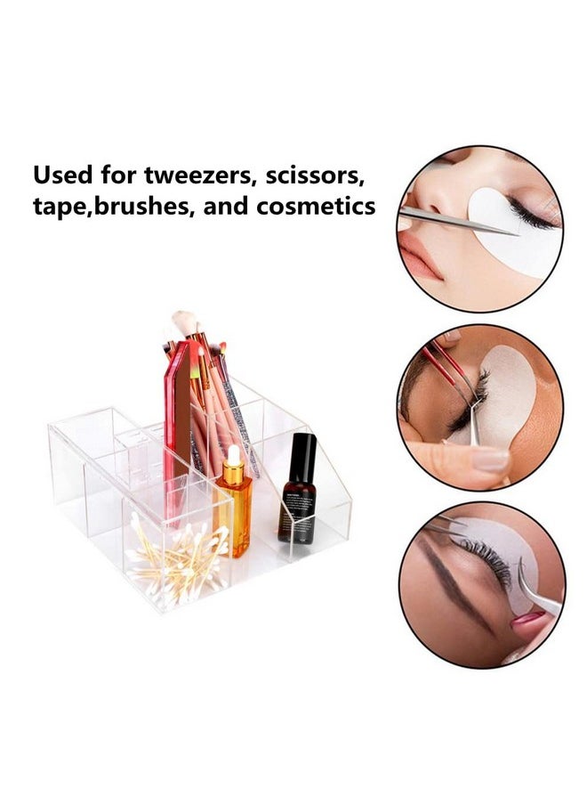 Acrylic Large Capacity Makeup Organizer, Grafting Beauty Extension Supplies Lash Storage Display, Eyelash Storage Case Brush Tweezers Cosmetic Holder (Transparent)