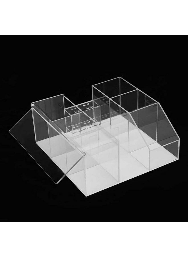 Acrylic Large Capacity Makeup Organizer, Grafting Beauty Extension Supplies Lash Storage Display, Eyelash Storage Case Brush Tweezers Cosmetic Holder (Transparent)