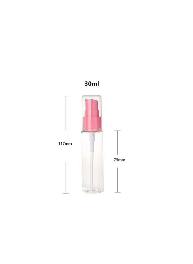 6Pcs 30Ml/1Oz Plastic Pump Bottle Empty Refillable Cream Shampoo Lotion Pump Bottle Sample Travel Bottles Toiletries Liquid Container Jar Pot Vial For Cosmetic Make-Up