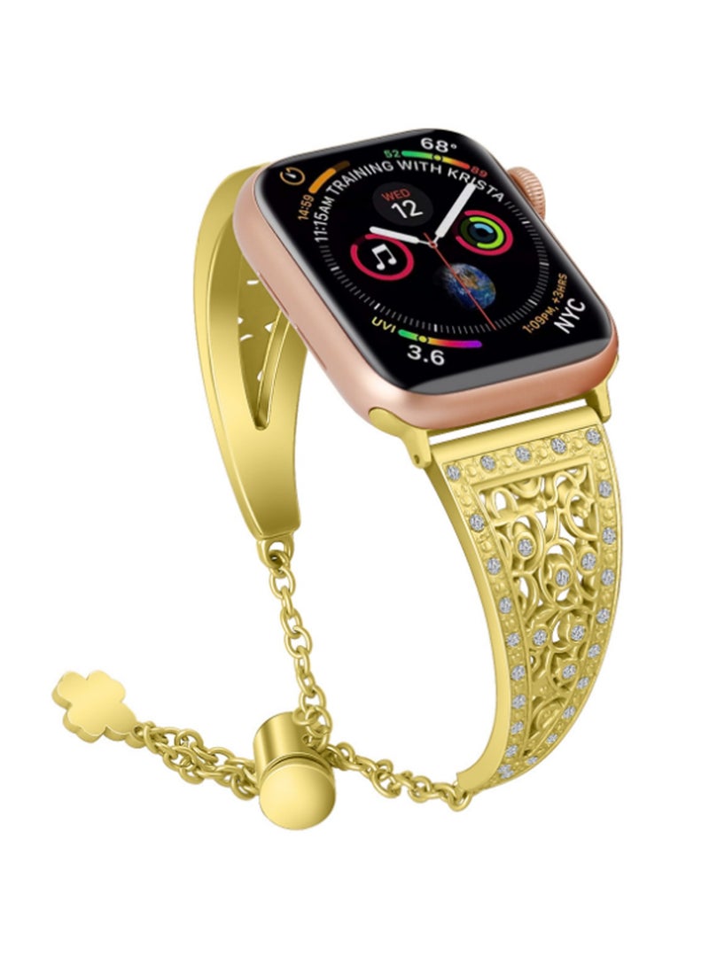 Gold 38/40/41mm Universal Compatible With Apple Watch, Suitable For Both Men And Women, Silicone Watch Strap Compatible With Iwatch Series 1~7/Iwatch Se