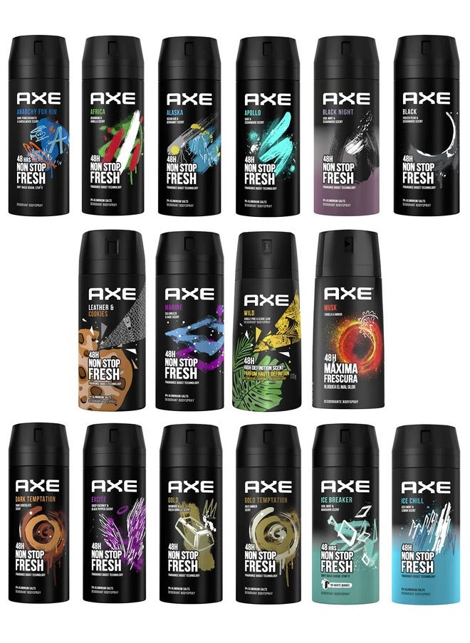 Axe Body Spray Deodrant Anit-Aerspirant (12X 150 Ml/5.07 Oz, Mix Within The Available Kinds)