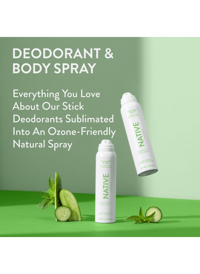 Deodorant & Body Spray Contains Naturally Derived Ingredients | Deodorant For Women And Men, All Day Odor Protection, Aluminum And Hydrocarbon Propellant Free | Cucumber & Mint