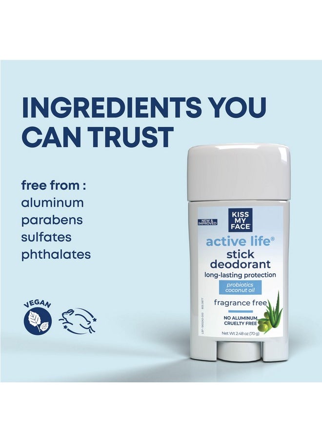 Active Life Deodorant Contains Naturally Derived Ingredients, 72 Hour Odor Control | Deodorant For Women And Men, Aluminum Free With Coconut Oil And Probiotics, Fragrance Free
