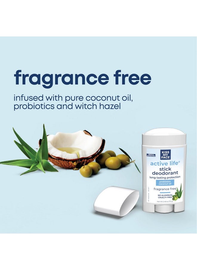 Active Life Deodorant Contains Naturally Derived Ingredients, 72 Hour Odor Control | Deodorant For Women And Men, Aluminum Free With Coconut Oil And Probiotics, Fragrance Free