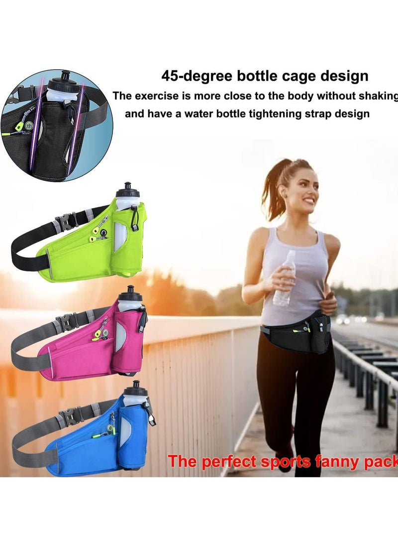 Fitness Running Waist Bag Can Hold Water Bottle Waterproof Outdoor Sports Phone Bag Men and Women Hiking Waist Bag Travel Bicycle Dog Walking Outdoor Sports Waist Bag (Green)