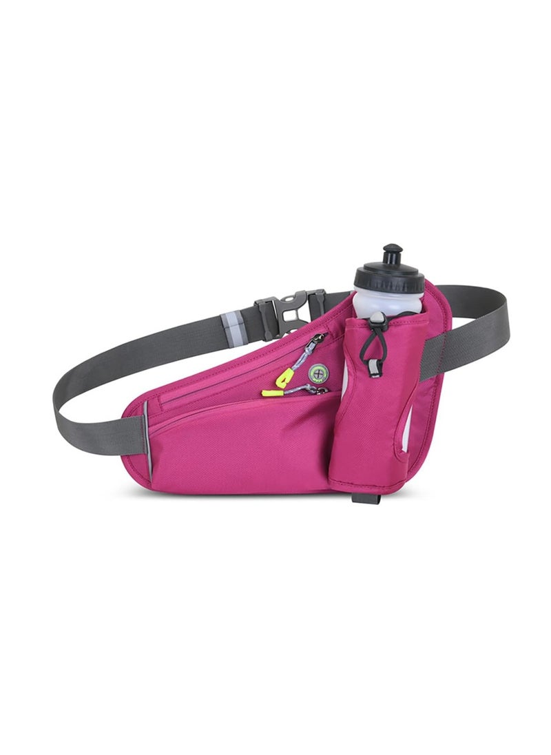 Fitness Running Waist Bag Can Hold Water Bottle Waterproof Outdoor Sports Phone Bag Men and Women Hiking Waist Bag Travel Bicycle Dog Walking Outdoor Sports Waist Bag (Pink)