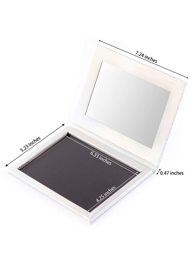 Magnetic Palette Mermaid Empty Makeup Palette With Mirror And 30Pcs Adhesive Empty Palette Metal Stickers For Eyeshadow Lipstick Blush Powder (Silver)