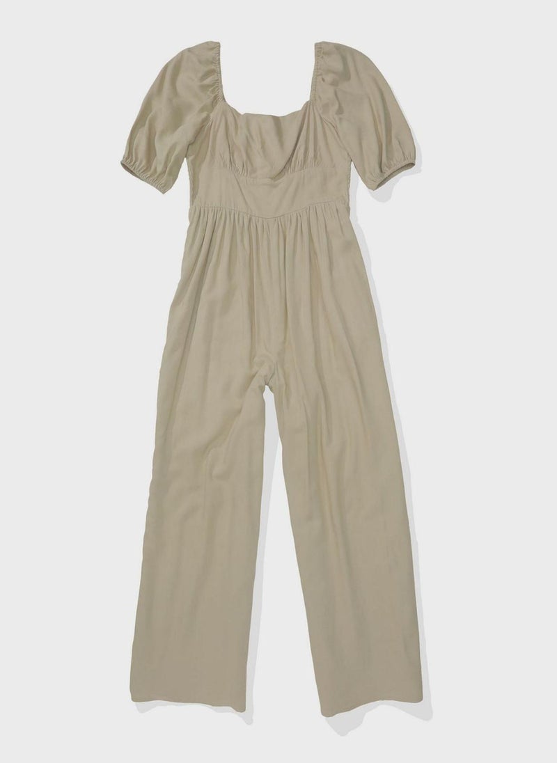 Puff Sleeve Wide Leg Jumpsuit