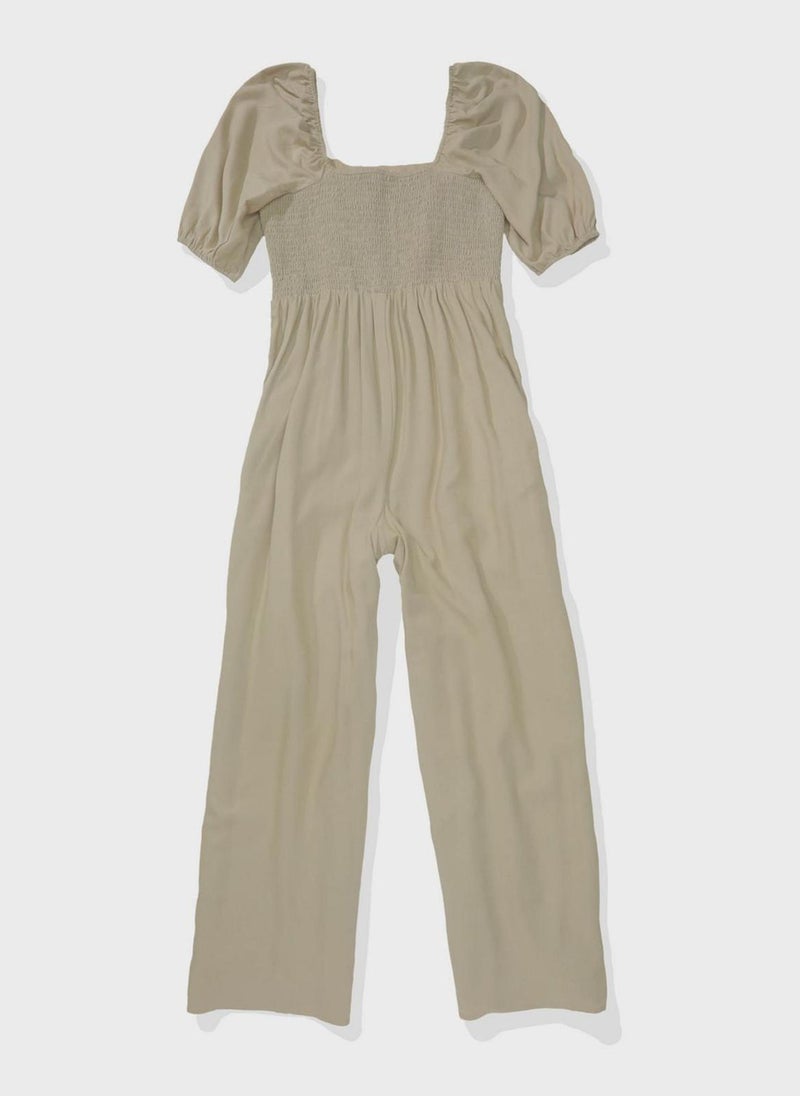 Puff Sleeve Wide Leg Jumpsuit