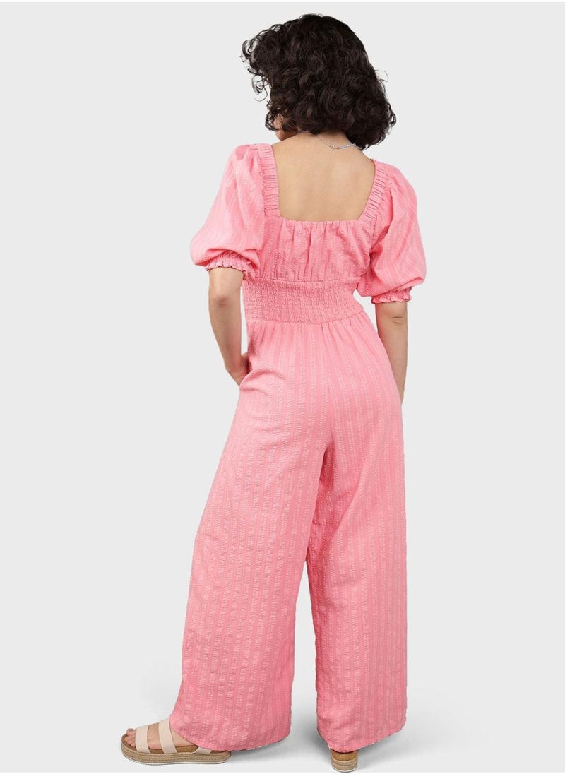 Square Neck Wide-Leg Jumpsuit