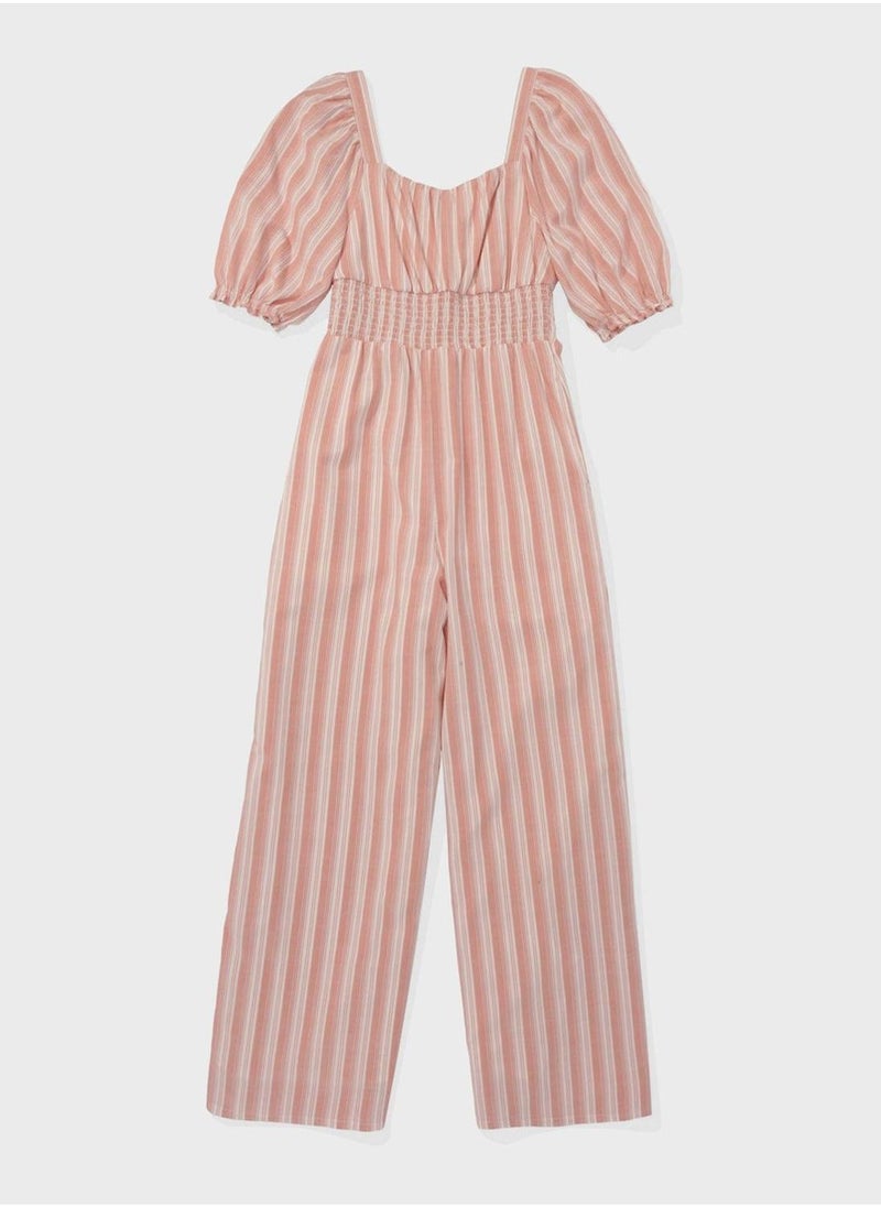 Puff Sleeve Wide Leg Jumpsuit