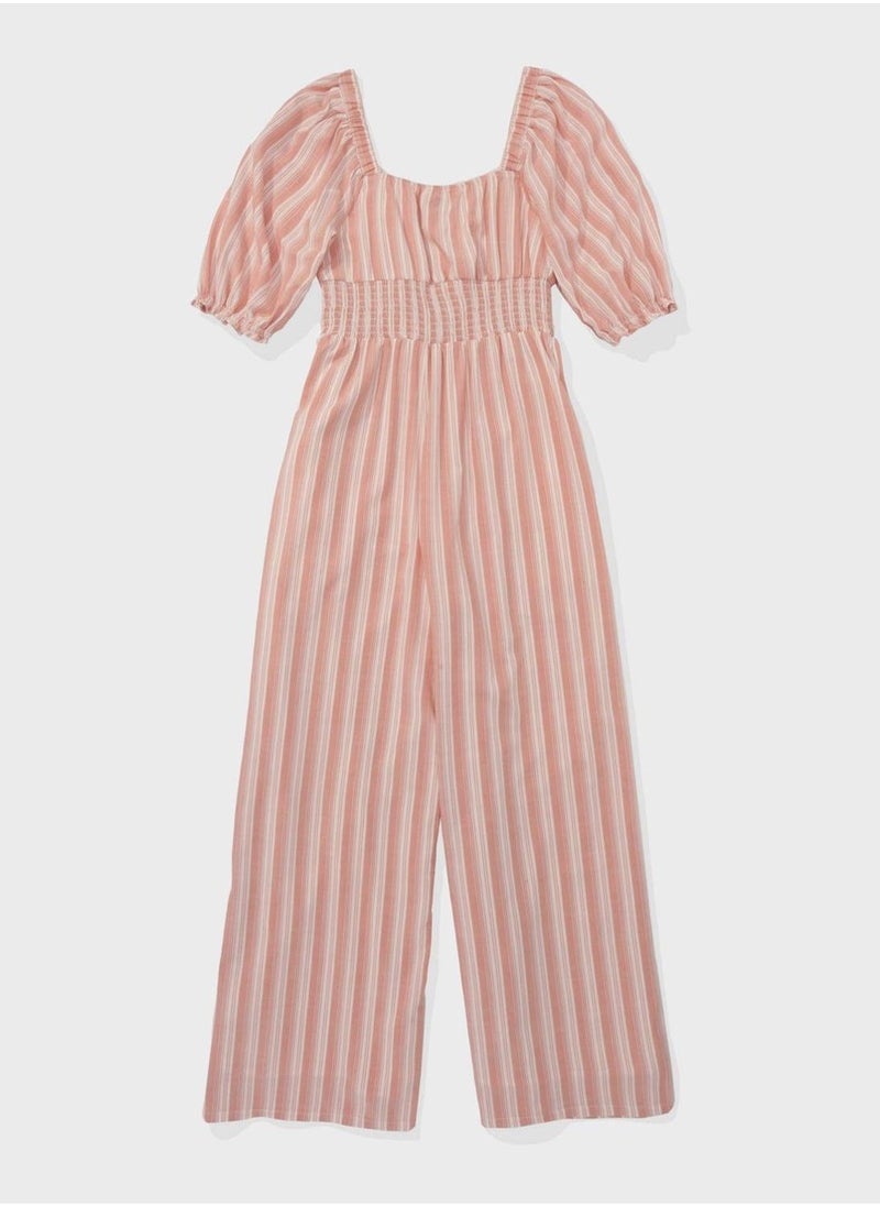 Puff Sleeve Wide Leg Jumpsuit