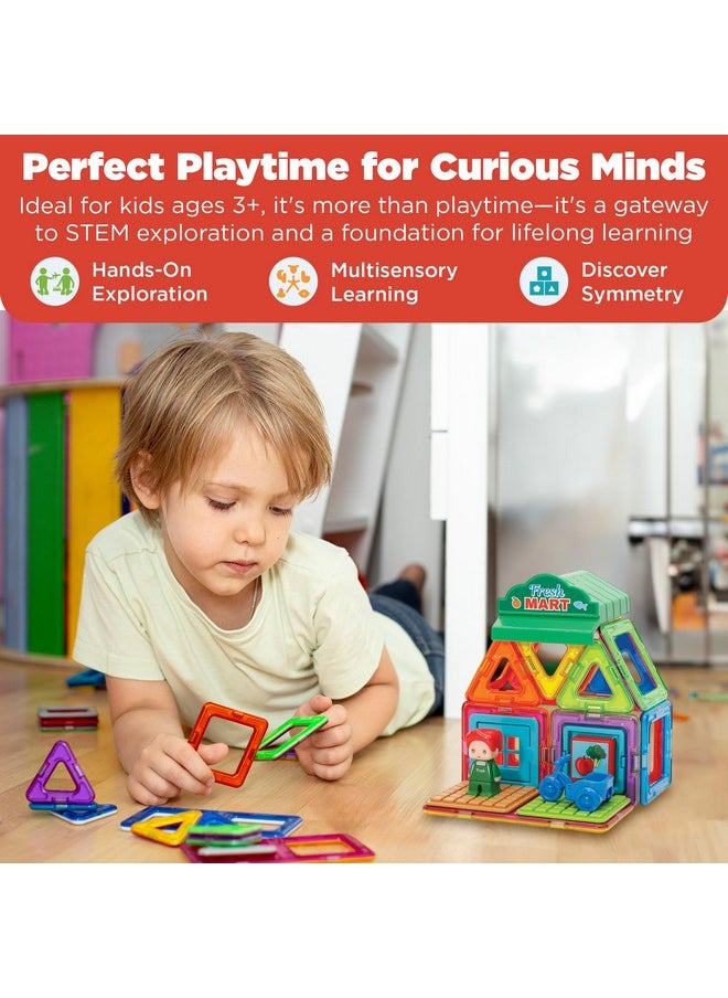 - Mart Set, Multicolor, Magnetic Building Tiles, Blocks - Educational Magnetic Building Stem Toy