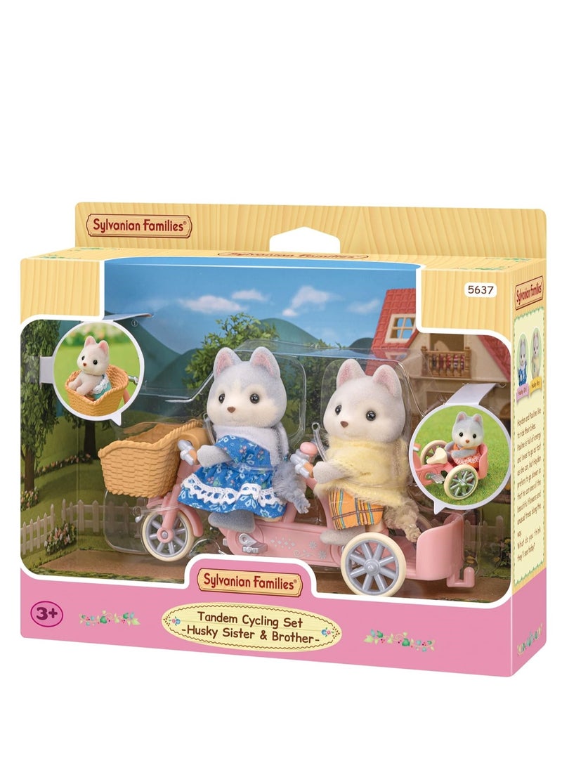 Sylvanian Families tandem Cycling Set-Husky Sister & Brother