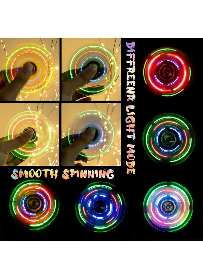 3 Pack Led Light Fidget Spinners, Thanksgiving Christmas Crystal Finger Toy Gift For Children, Stress Reduction And Anxiety Relief Hand Spinners