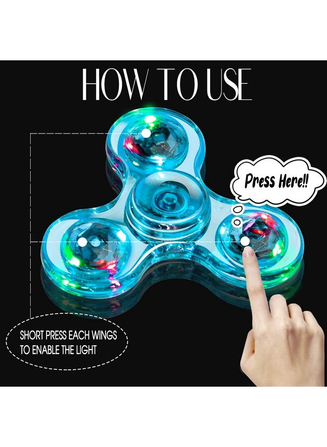 3 Pack Led Light Fidget Spinners, Thanksgiving Christmas Crystal Finger Toy Gift For Children, Stress Reduction And Anxiety Relief Hand Spinners