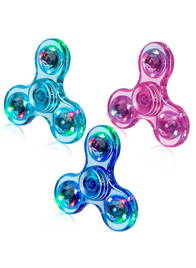 3 Pack Led Light Fidget Spinners, Thanksgiving Christmas Crystal Finger Toy Gift For Children, Stress Reduction And Anxiety Relief Hand Spinners