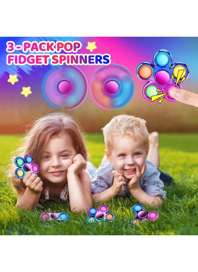 3 Pack Pop Fidget Spinners For Party Favors｜Hand Fidget Bulk Toys For Classroom Return Prizes｜Sensory Fidget Toys For Teens Boys Girls｜Christmas Brithday Gifts Prizes