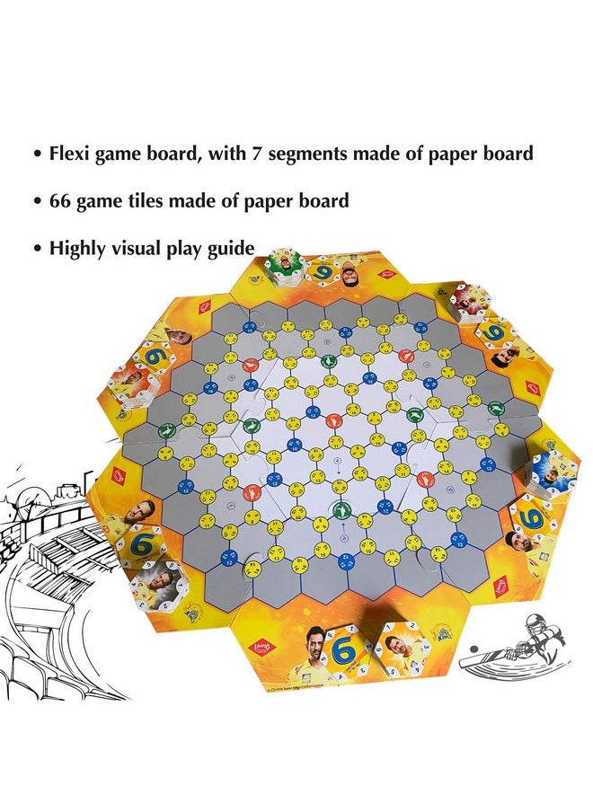6 Csk T20 Cricket Match Board Game For 9+ - Math’S Themed Indoor Game - Made In India (2-6 Players) - Kids, Teens, Adults And Families - Birthday Gift