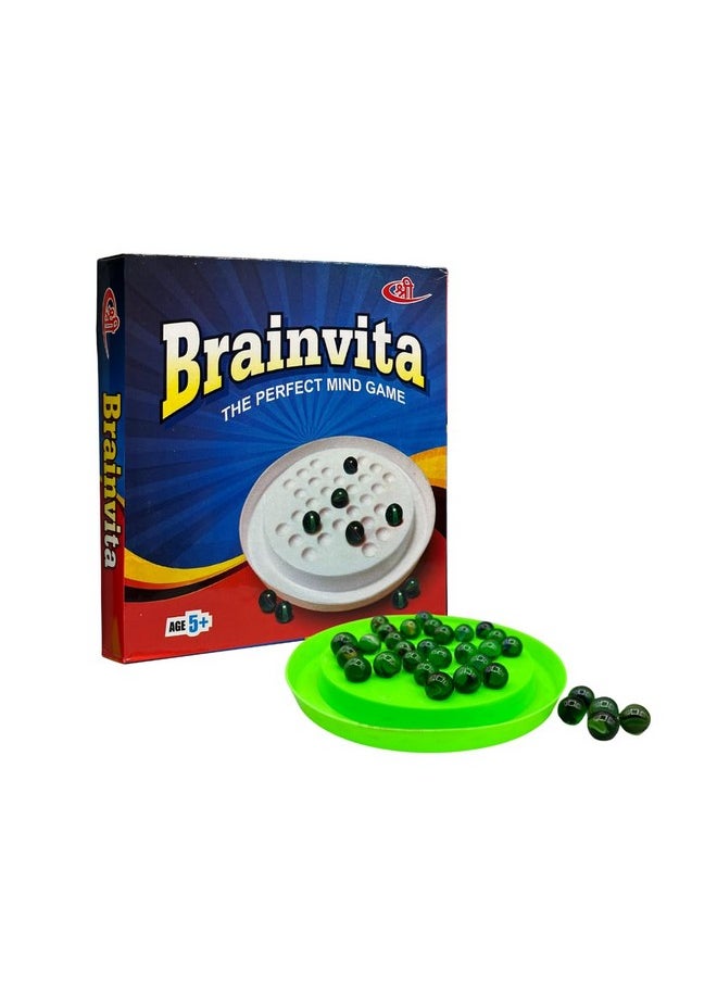 Brainvita Board Game With 32 Marbles | Marble Solitaire | Mind Challenging Single Player Game | Suitable For Ages 5 Years And Up