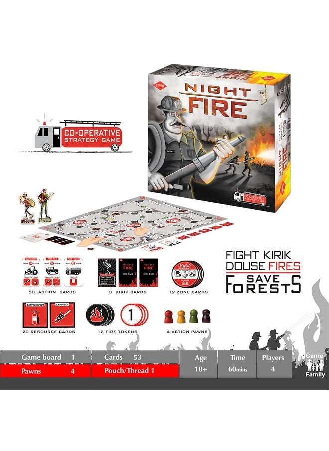 Night Fire - Action-Packed Strategy Board Game For 10 Years And Above, Kids & Adults, 2-4 Players, Multi-Color, Made In India