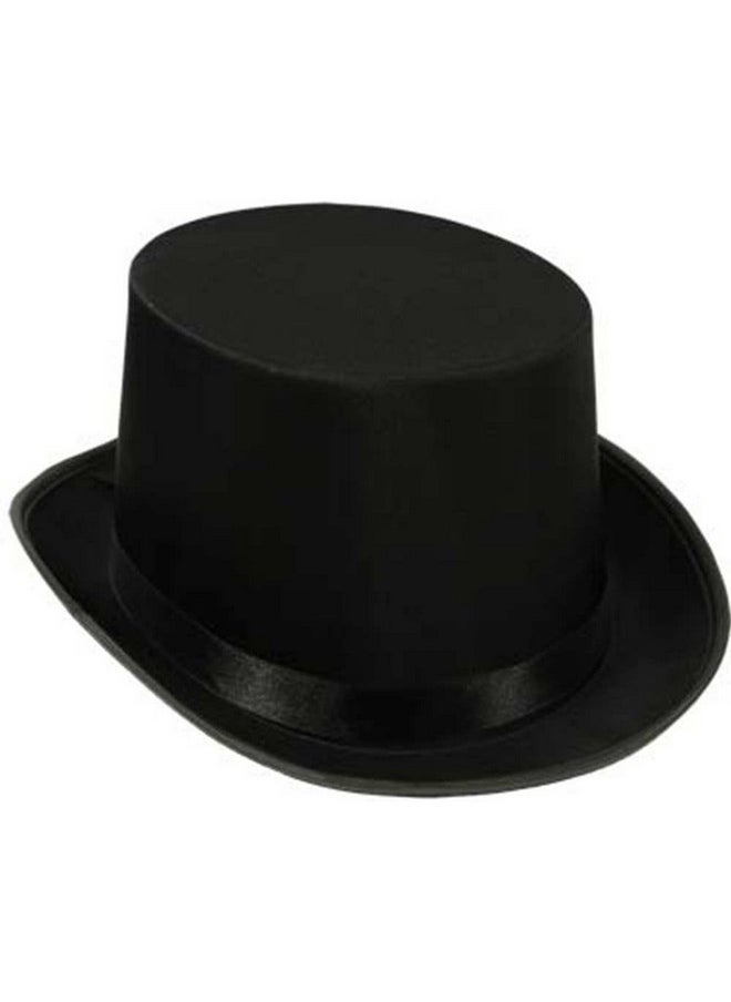 Black Top Hat Satin Costume Magician Fancy Style Party Accessory