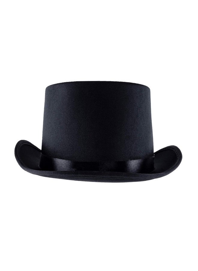 Black Top Hat Satin Costume Magician Fancy Style Party Accessory