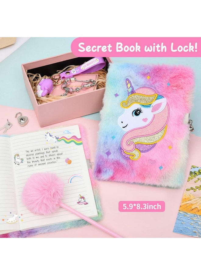 Unicorns Gifts For Girls Kids Toys 6 7 8 9 10 Years Old With Star Light Up Pillow Stationery Plush Diary With Lock Headband Eye Mask Water Bottle Teen Girl Birthday Christmas Unicorn Toy