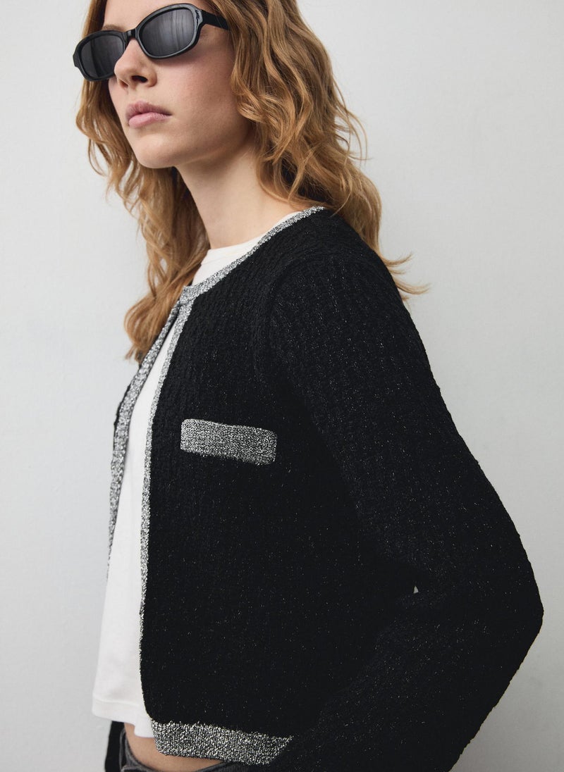 Lurex Detail Knitted Jacket