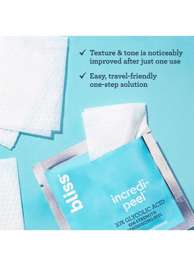 That'S Incredi-Peel Glycolic Resurfacing Facial Pads - 15 Ct - Single-Step Pads For Exfoliating And Brightening - Targets Fine Lines And Discoloration - Travel-Friendly - Vegan & Cruelty-Free