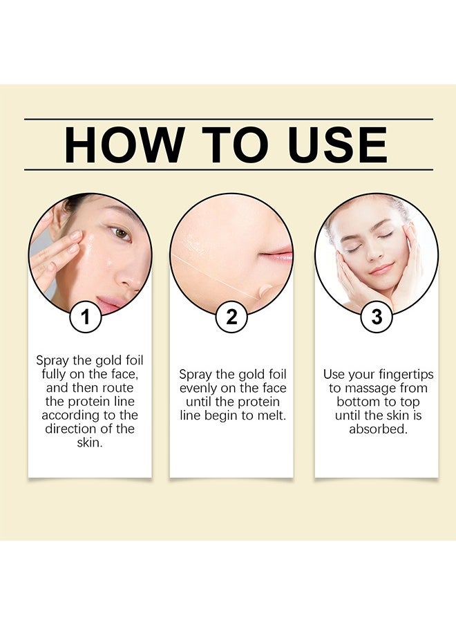 Gold Protein Collagen Combination -Protein Thread Lifting Set, Soluble Protein Thread and Nano Gold Essence Combination, Absorbable Collagen Thread for Face Lift, Reverse Collagen Serum for Face, Smoothing Firming Moisturizing
