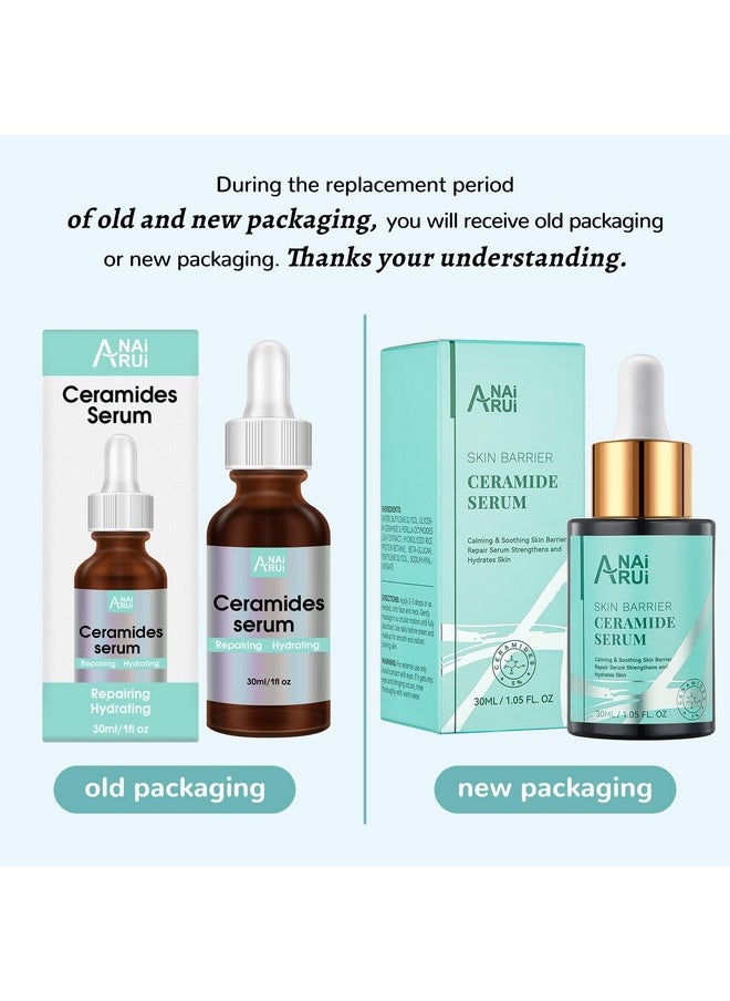 Ceramide Face Serum, Calming Smooting Serum For Face,Skin Barrier Repair Serum With Hyaluronic Acid, Reduces Wrinkles & Repairs Skin, Soothe Redness,Ceramide Moisturizer Serum 1 Fl.Oz