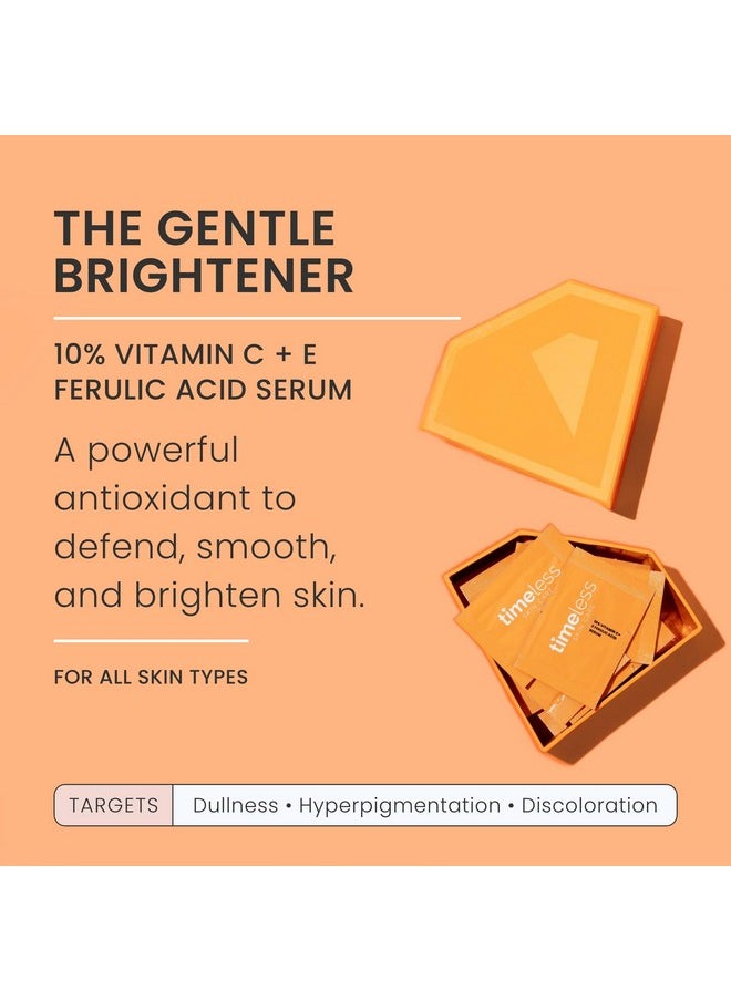 Vitamin C Serum With Vitamin E & Ferulic Acid - 10% Vitamin C Brightening Serum - Face Serum For Oily & Dry Skin - Fragrance-Free Serum For Skin Care - 28 Single-Use Pouches