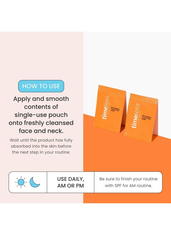 Vitamin C Serum With Vitamin E & Ferulic Acid - 10% Vitamin C Brightening Serum - Face Serum For Oily & Dry Skin - Fragrance-Free Serum For Skin Care - 28 Single-Use Pouches
