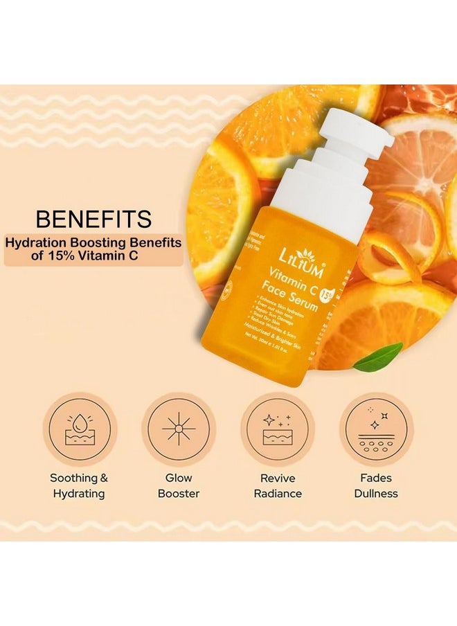 Face Serum 30Ml | Vitamin C 15% | Enhance Hydration | Even Out Skin Tone & Repair Sun Damage | Treat Dry Skin & Dark Spots | Reduce Wrinkles & Scars | Moisturized & Brighter Skin | 100% Vegan