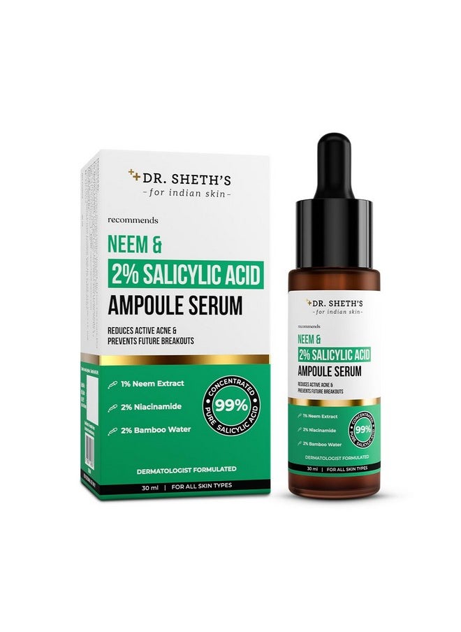 Neem & Salicylic Acid Serum For Active Acne,Blackheads & Open Pores|2% Salicylic Acid & 1% Niacinamide|For Oily & Acne-Prone Skin|Men & Women|30Ml