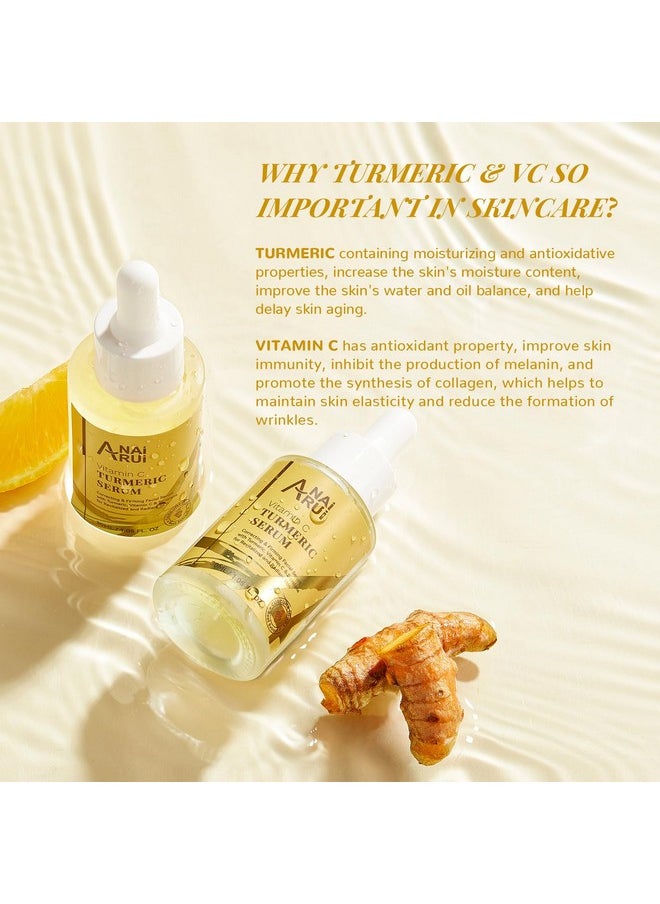 Vitamin C Face Serum For Dark Spots, Glowing Turmeric Facial Serum, Anti-Aging Facial Serum For Wrinkles, Evening Tone, Moisturizing - 1.05 Fl.Oz